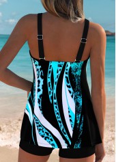 Cyan swimwear,Leopard swimwear,Animal Print swimwear,ROTITA Tummy Coverage Green Leopard Tankini Top