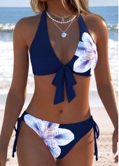 ROTITA Blue Patchwork Floral Print Bikini Set