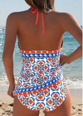 White swimwear,Tribal swimwear,ROTITA White Two-piece Tribal Print Mid Waisted Tankini Set