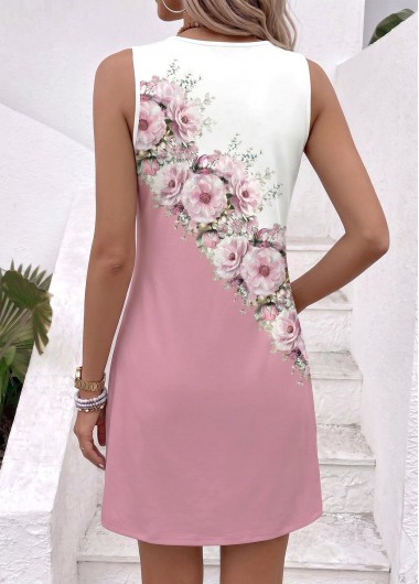 Multi Color dresses,Floral dresses,Plants dresses,Everyday dresses,Casual dresses,ROTITA Multi Color Floral Print Tummy Coverage Short Sleeveless Dress