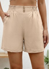 Shorts mit elastischer Taille und hoher Taille in Hellkaffee
