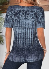 Green tops,Tribal tops,ROTITA Tribal Print Green Square Neck Short Sleeve T Shirt