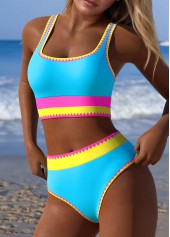 Multi Color swimwear,Contrast Color swimwear,ROTITA Multi Color Mid Waisted Bikini Set