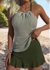 ROTITA Sage Green Mid Waisted Tankini Set