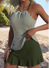 Sage Green swimwear,Plain Color swimwear,ROTITA Sage Green Mid Waisted Tankini Set