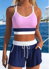 ROTITA Navy Layered Mid Waisted Bikini Set