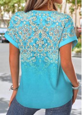 Mint Green tops,Tribal tops,ROTITA Tuck Stitch Tribal Print Mint Green T Shirt