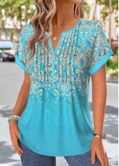 Mint Green tops,Tribal tops,ROTITA Tuck Stitch Tribal Print Mint Green T Shirt