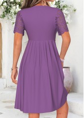 Purple dresses,Plain Color dresses,Everyday dresses,Casual dresses,ROTITA Purple Twist Short V Neck Dress