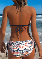 White swimwear,Plants swimwear,ROTITA White Two-piece Tropical Plants Print Low Waisted Bikini Set