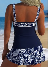 Navy swimwear,Animal Print swimwear,ROTITA Navy Tie Marine Life Print Mid Waisted Tankini Set