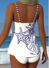 White swimwear,Animal Print swimwear,ROTITA White Layered Marine Life Print Mid Waisted Tankini Set