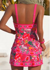 Hot Pink swimwear,Tribal swimwear,ROTITA Hot Pink Criss Cross High Waisted Tankini Set