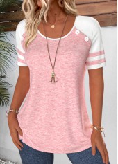rotita patchwork rose col rond t-shirt à manches courtes
