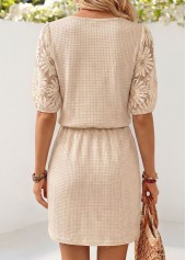 Beige dresses,Plain Color dresses,Everyday dresses,Casual dresses,ROTITA Beige Short Round Neck Half Sleeve Dress