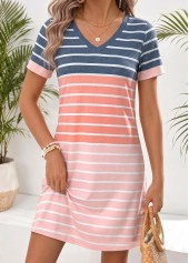 ROTITA Multi Color Tummy Coverage Short V Neck Dress