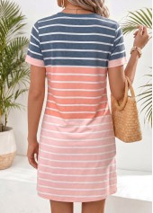Multi Color dresses,Striped dresses,Geometric dresses,Everyday dresses,Casual dresses,ROTITA Multi Color Tummy Coverage Short V Neck Dress
