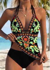 ROTITA Black Tube Random Floral Print Tankini Top-No Bottom