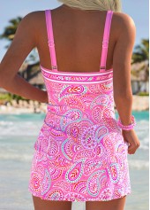 Pink swimwear,Paisley swimwear,ROTITA Pink Paisley Print Mid Waisted Tankini Set