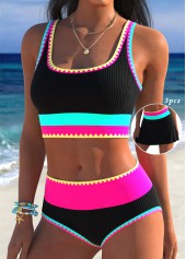 ROTITA Three-piece Multi Color Mid Waisted Bikini Set