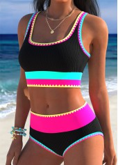 Multi Color swimwear,Plain Color swimwear,ROTITA Multi Color Mid Waisted Bikini Set