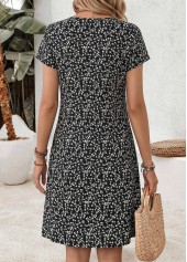 Black dresses,Ditsy Floral dresses,Everyday dresses,Casual dresses,ROTITA Black Ditsy Floral Print Tummy Coverage Short Dress