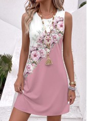 ROTITA Multi Color Floral Print Tummy Coverage Short Sleeveless Dress