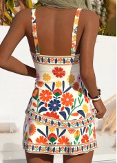 Multi Color swimwear,Floral swimwear,Plants swimwear,ROTITA Multi Color Tummy Coverage Floral Print Tankini Set