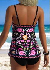 ROTITA Black Tummy Coverage Floral Print Tankini Top-No Bottom