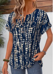 Navy tops,Tie Dye tops,ROTITA Curved Hem Tie Dye Print Navy T Shirt