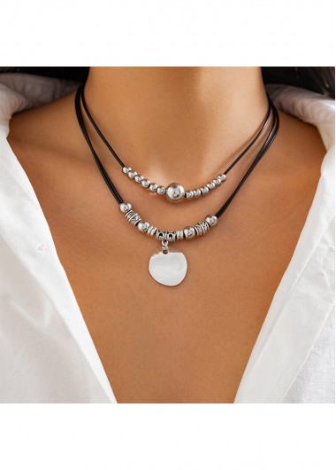 Silver jewelry,Heart Alloy Detail Silver Color Necklace