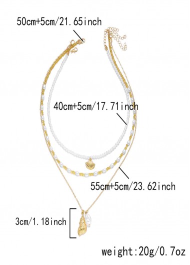 Beige jewelry,Beige Color Shell Alloy Detail Necklace
