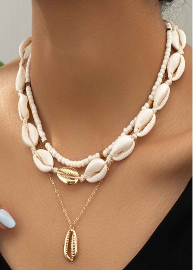 White jewelry,Shell White Seed Design Beads Necklace
