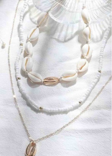 White jewelry,Shell White Seed Design Beads Necklace