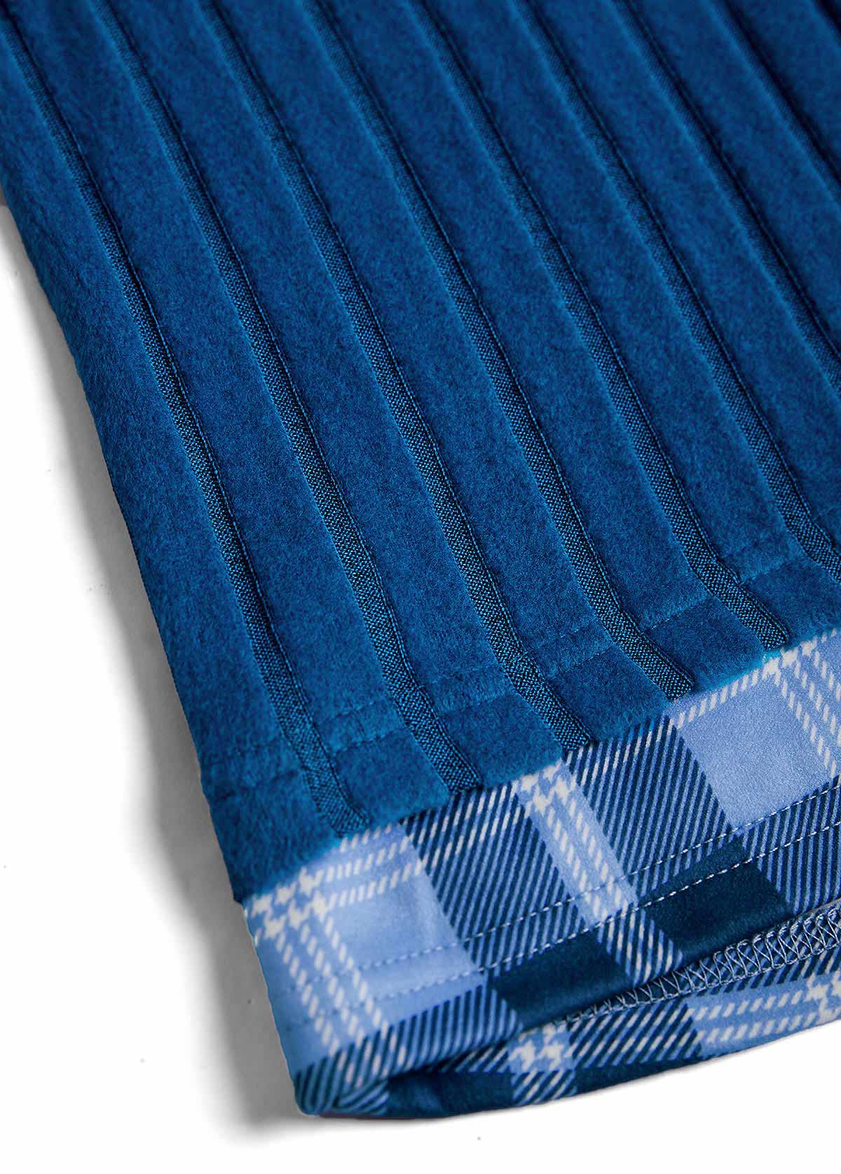 Blue tops,Plaid tops,Striped tops,Geometric tops,ROTITA Button Plaid Blue Fake Two Piece Twinset