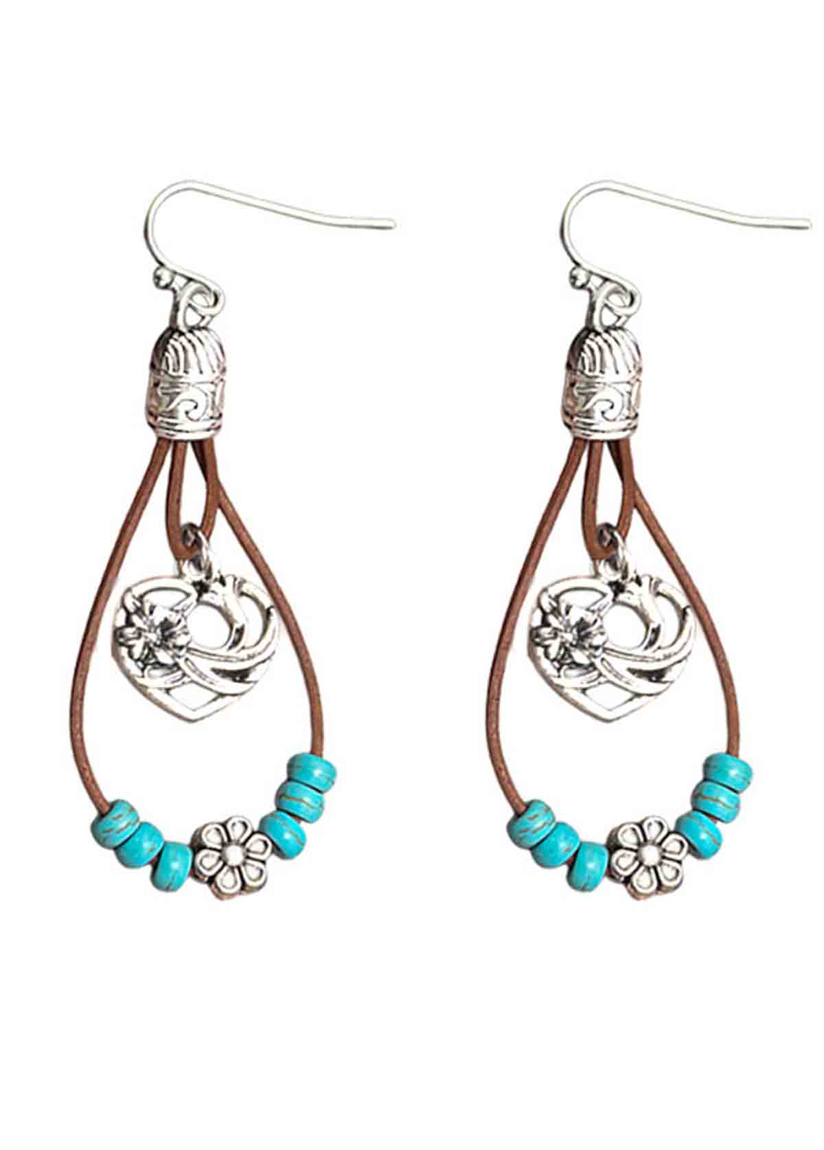Cyan jewelry,Droplet Design Cyan Hollow Turquoise Earrings