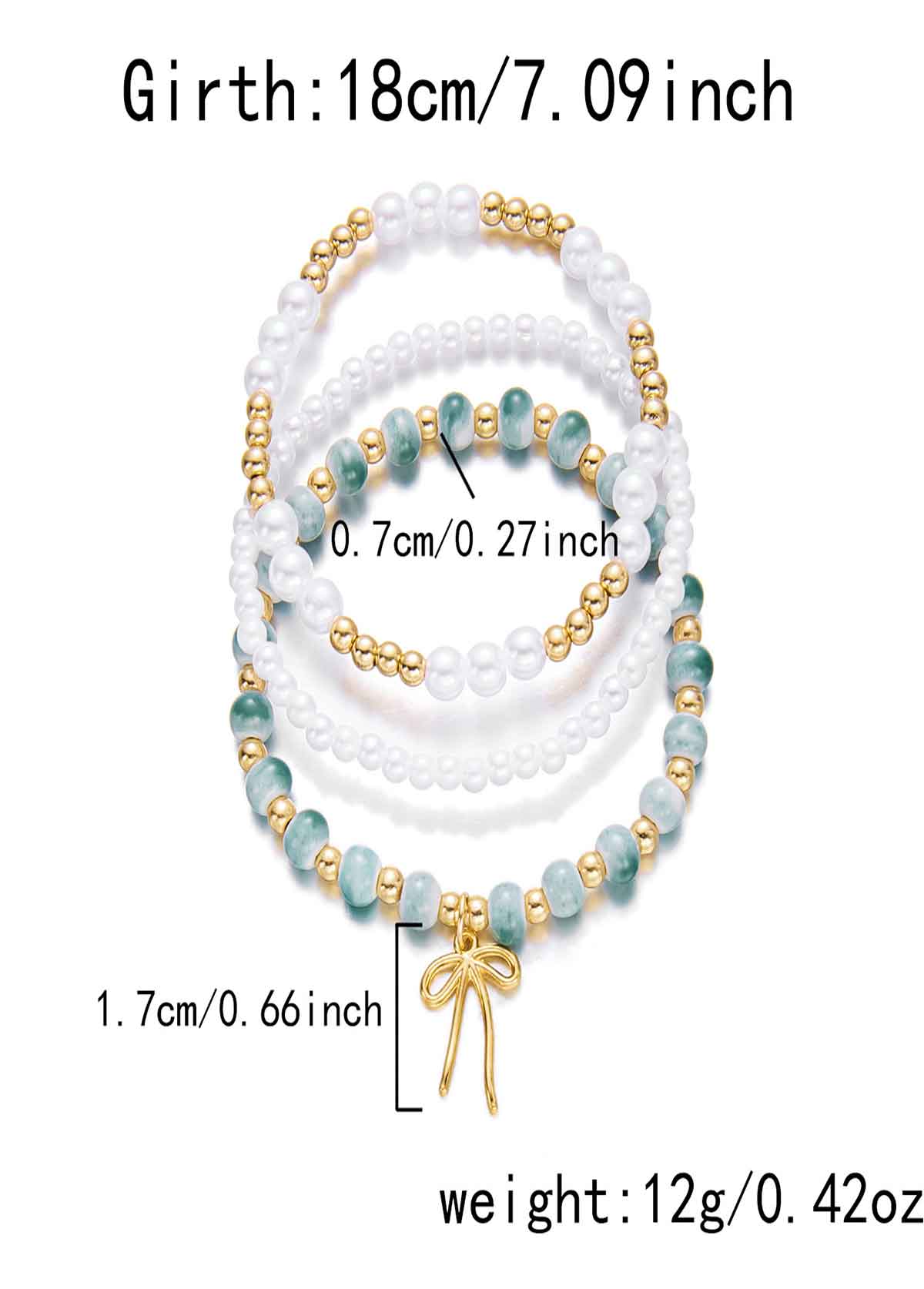 Light Green jewelry,Round Light Green Alloy Detail Bracelets