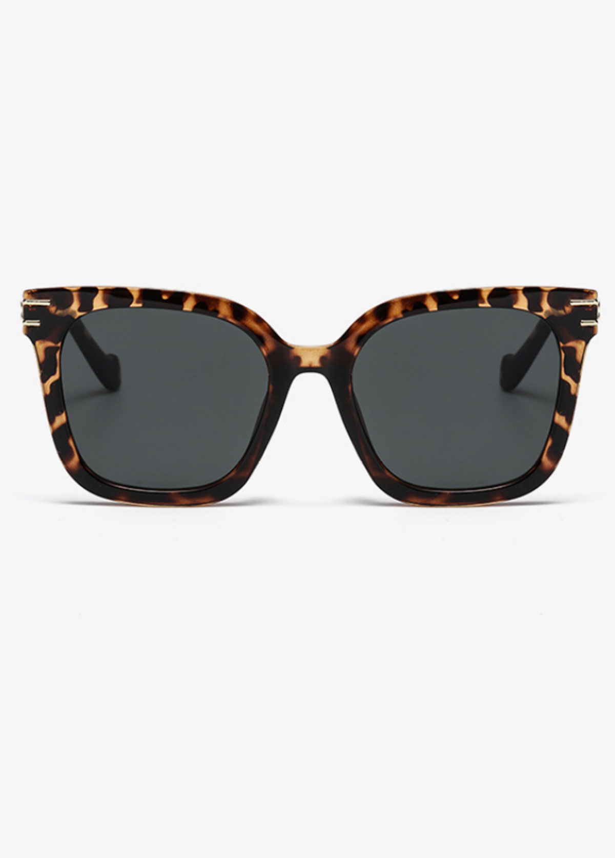 Black accessories,Other accessories,Black Color Leopard Detail Square Sunglasses