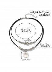 Silver jewelry,Heart Alloy Detail Silver Color Necklace
