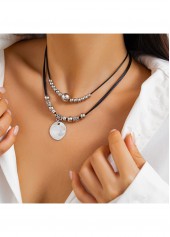 Silver jewelry,Heart Alloy Detail Silver Color Necklace