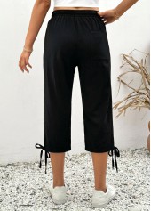 Black bottoms,Plain Color bottoms,Black Elastic Waist High Waisted Pants
