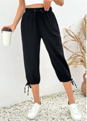 Black Elastic Waist High Waisted Pants