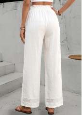 White bottoms,Plain Color bottoms,White Elastic Waist High Waisted Pants