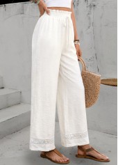White bottoms,Plain Color bottoms,White Elastic Waist High Waisted Pants