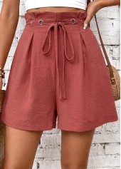 rote weit geschnittene Shorts mit Kordelzug und hohem Bund