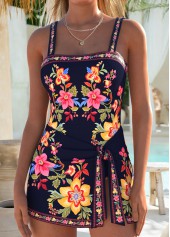 ROTITA Navy Layered Floral Print One Piece Swimdress