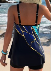 ROTITA Blue Tummy Coverage Marble Print Tankini Top-No Bottom