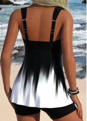 ROTITA Black Surplice Ombre Tummy Coverage Tankini Top-No Bottom