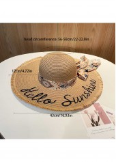 Light Camel accessories,Letter accessories,Letter Print Light Camel Straw Hat