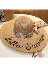 Light Camel accessories,Letter accessories,Letter Print Light Camel Straw Hat